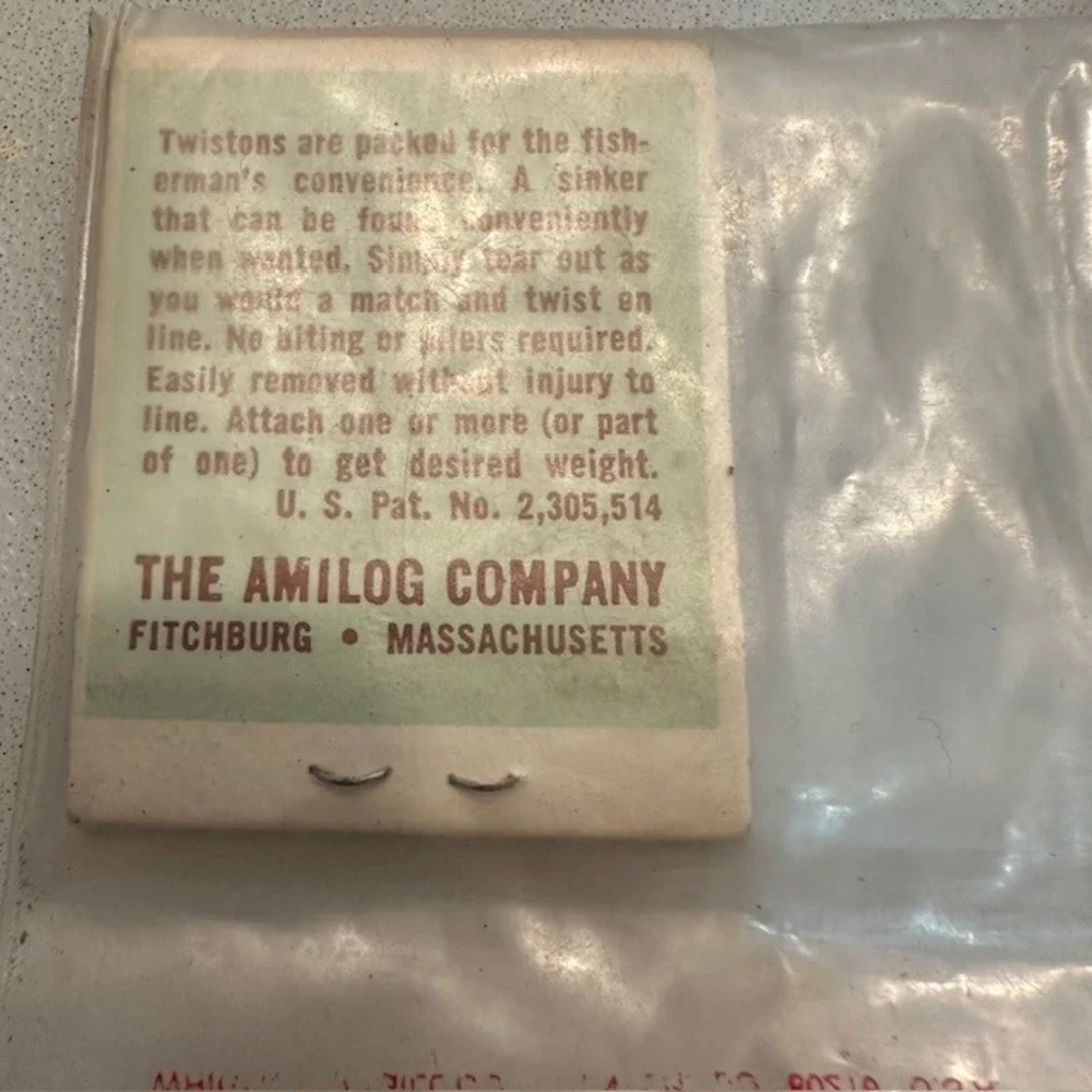 VINTAGE TWISTONS LINE SINKERS FISHING TACKLE‎ AMILOG COMPANY RARE